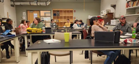 students in anthropology classroom