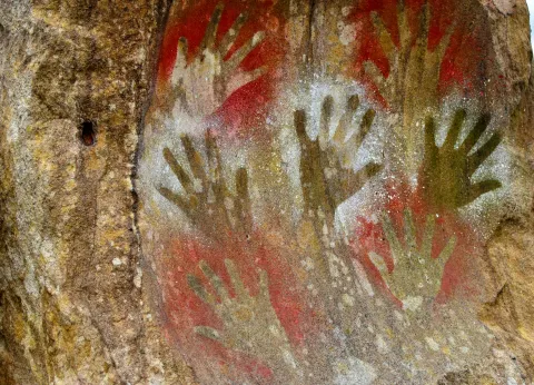 Cave art of hands